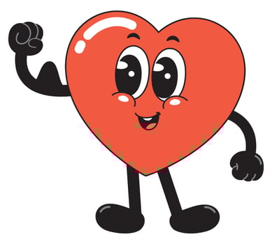 Cute Cartoon Heart strong Character Illustration vector