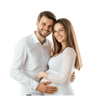 Happy pregnant couple standing isolate on transparent background png