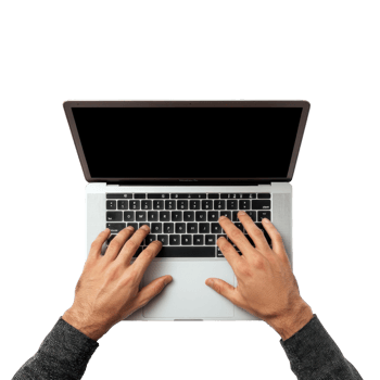 hands on a laptop computer on a white background png