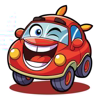 cartoon car with a big smile illustration on a white background vector