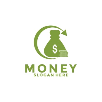 Bag Money with arrow logo . Money logo design . Digital Payment logo template vector
