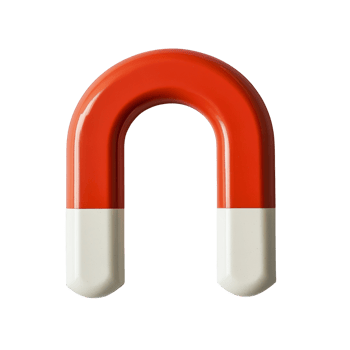 Red and white horseshoe magnet on white background. cut out png
