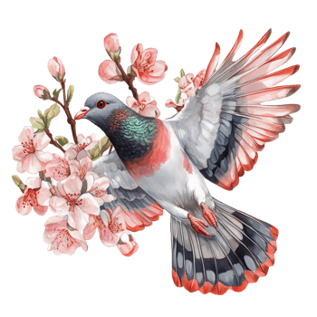 Delicate Asian pigeonwings flower with a gracefully flying pigeon on a transparent background, Asian pigeonwings flowe on wtransparent png