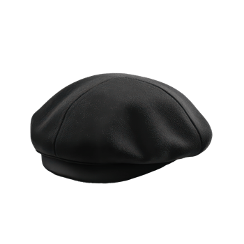 Stylish black French cap beret viewed from the side, perfect accessory for fashion enthusiasts and cultural events, Black french cap beret side view isolated on transparent background png