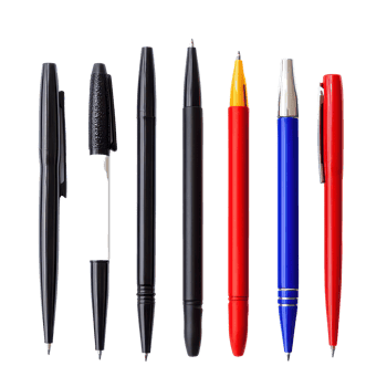 A collection of colorful ballpoint pens arranged side by side on a clean transparent background for office or school use, ballpoint pens isolated on transparent background png