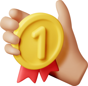 3d golden medal with red ribbons in hand png