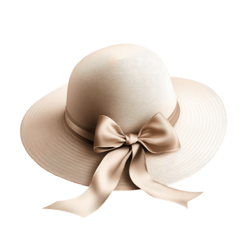 Elegant straw sun hat with a stylish bow, perfect for summer outings and garden parties, a hat with a bow on the side. transparent background png