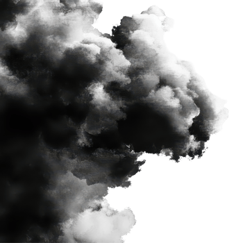 A cluster of dark black clouds forms an isolated mass, contrasting sharply with the transparent background, black cloudsisolated on transparent backgroundbackground png