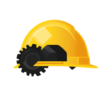 Yellow Hard Hat with Gear Icon Represents Industry png