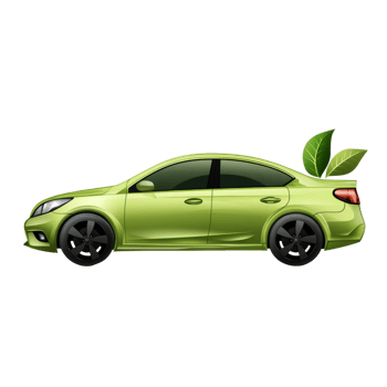 Green Eco Friendly Car With Leaves On The Trunk png