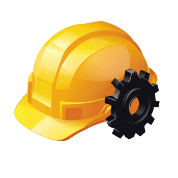 Yellow Hard Hat and Black Gear Illustrative Image png