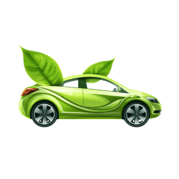 Green Eco Friendly Car With Leaves On Top png