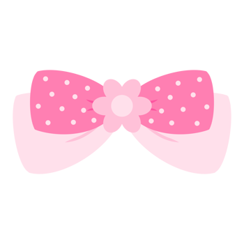 Illustration of a light pink bow tied in two layers with a polka dot on the top layer, conveying femininity, elegance, and happiness. png
