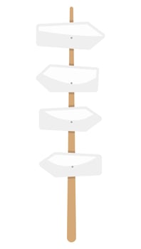 White wooden sign post flat illustration isolated on white background. vector