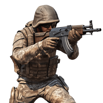 Soldier Rifle Portrait on transparent background. png