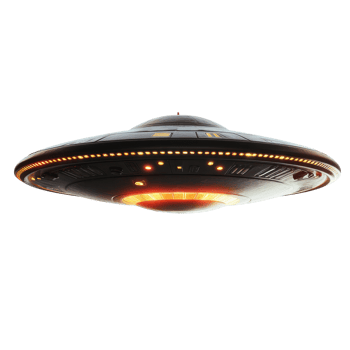 Modern UFO Spaceship on transparent background. png