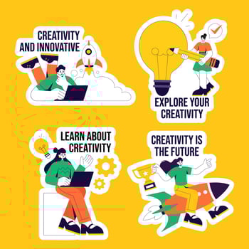 Modern Innovative and Creative Flat Cartoon Hand-Drawn Templates for Social Medi Label vector
