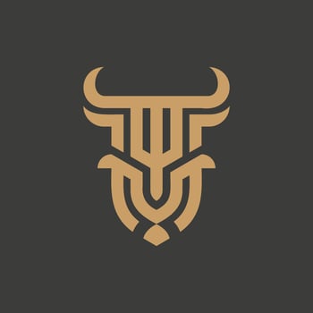 Letter TU, UT bull head shape logo illustration vector