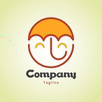 The smiling umbrella logo company template design vector