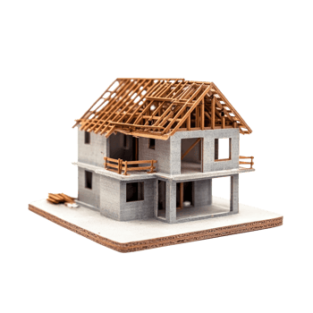 a model of a house with a roof on it png