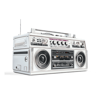 an old style boombox on a transparent background png