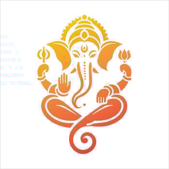 Lord Ganesh Hindu God Silhouette for Ganesh Chaturthi and Vinayaka Chavithi Celebration is shown in a stylized design vector