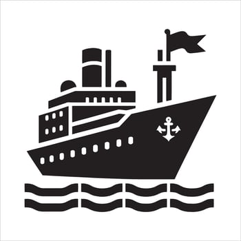 Cruise Ship Black Silhouette Vibrant Passenger Ship Free Illustration of Travel Sea Ship Silhouette vector