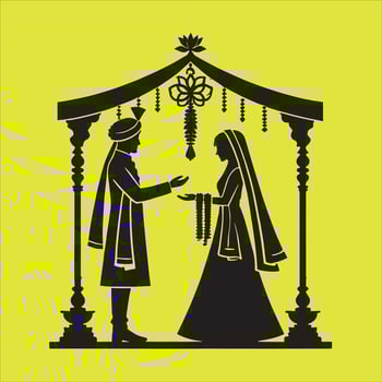 An illustration of a couple getting married vector