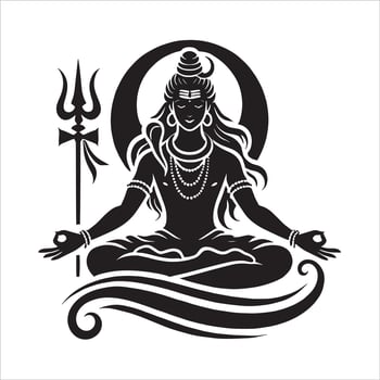 Lord shiva in lotus position with lotus flower vector
