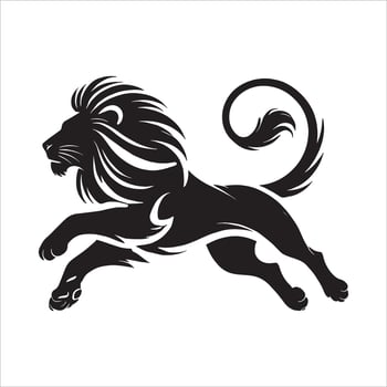 Lion logo, black and white illustration vector
