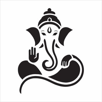 The hindu god ganesha is shown in a black and white design vector