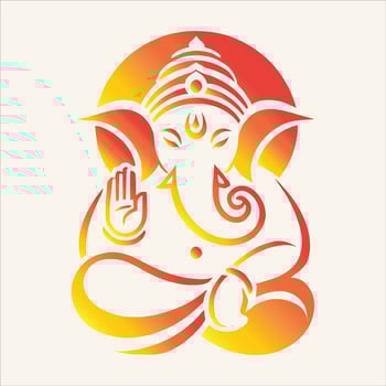 Vinayaka Chavithi Celebration Hindu God Lord Ganesh Black and White Silhouette for Ganesh Chaturthi The ganesh idol is sitting in the lotus position vector
