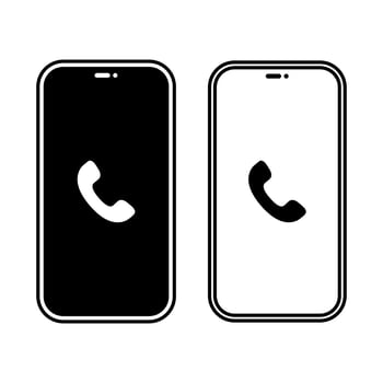 Black and white call icons on phone screen. Contact icons. Ringing phone icons vector