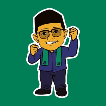 Old Man Wearing Blue Shirt Doodle Sticker Illustration vector