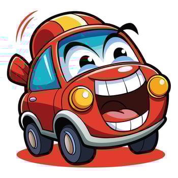 cartoon car with happy face illustration on a white background vector