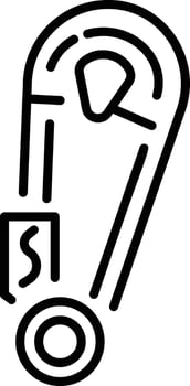 Outline style icon of a safety pin vector