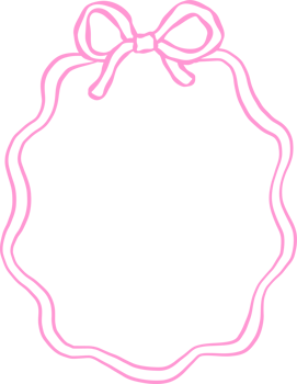 Squiggle Wavy Oval Frame with Bow Outline png