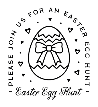Easter egg hunt party event please join us printable invitation card sticker preppy cottagecore aesthetic shirt design cute girly bow retro black ornament decor isolated drawing transparent background png