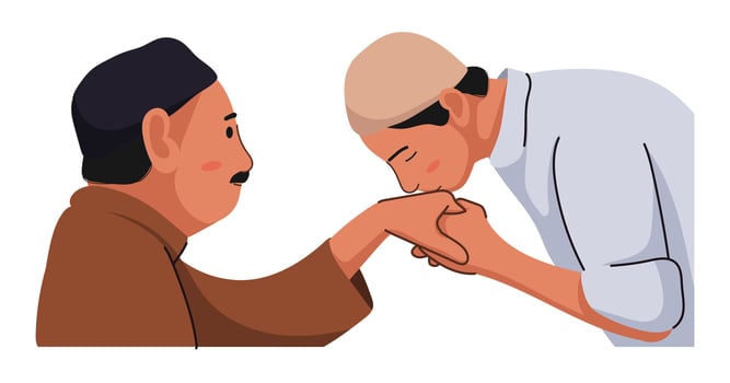 Son Kiss Father Hand vector