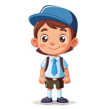 cartoon boy in school uniform vector