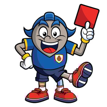 cartoon soccer referee holding a red card vector
