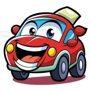 cartoon car with a smile and a paper vector