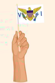 Hand holding the flag of US Virgin Island. Patriotic illustration in simple flat style vector