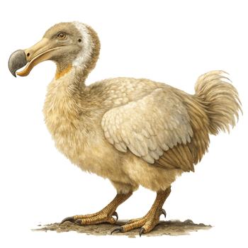 Realistic Illustration of Extinct Dodo Bird with Detailed Feathers in Natural History Style png