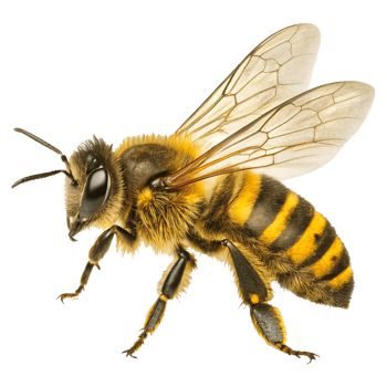 Macro Photograph of a Honey Bee with Detailed Anatomy on White Background png