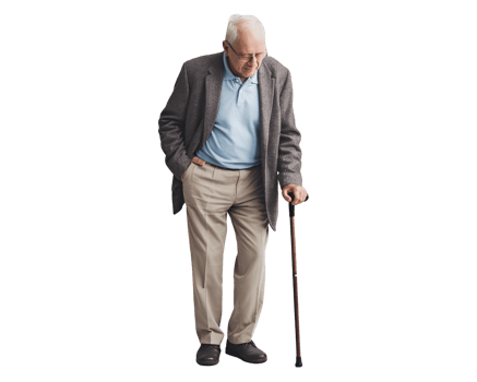 Elderly Man Using Cane png