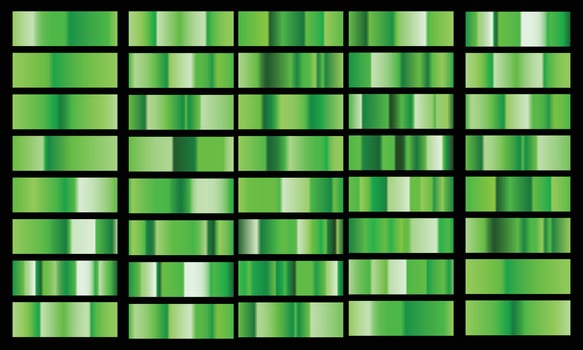 Green glossy gradient metal foil texture color swatch set collection of high quality vector