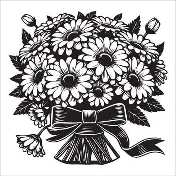 Elegant Daisy Bouquet with Ribbon Illustration vector