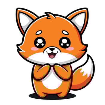 cute fox kawaii illustration vector