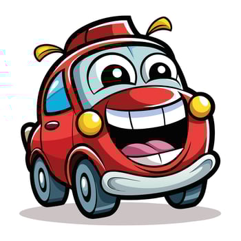 cartoon red car with big smile illustration vector